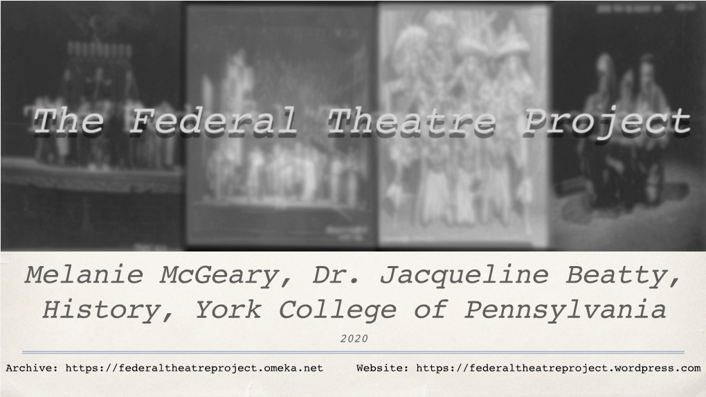 The Federal Theatre Project