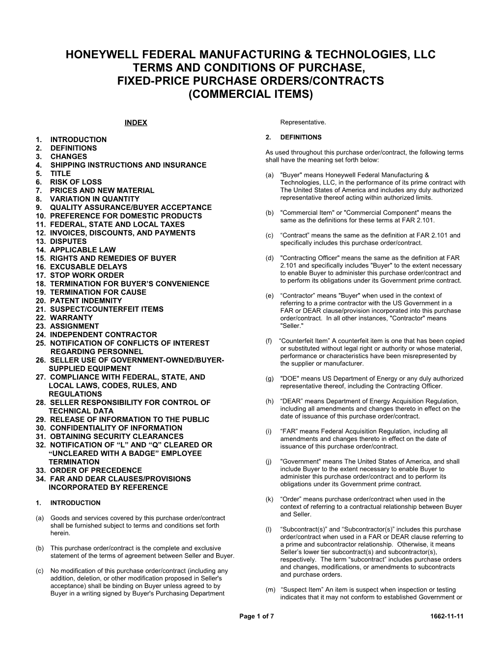 Terms And Conditions Of Purchase For Fixed-Price Purchase Orders