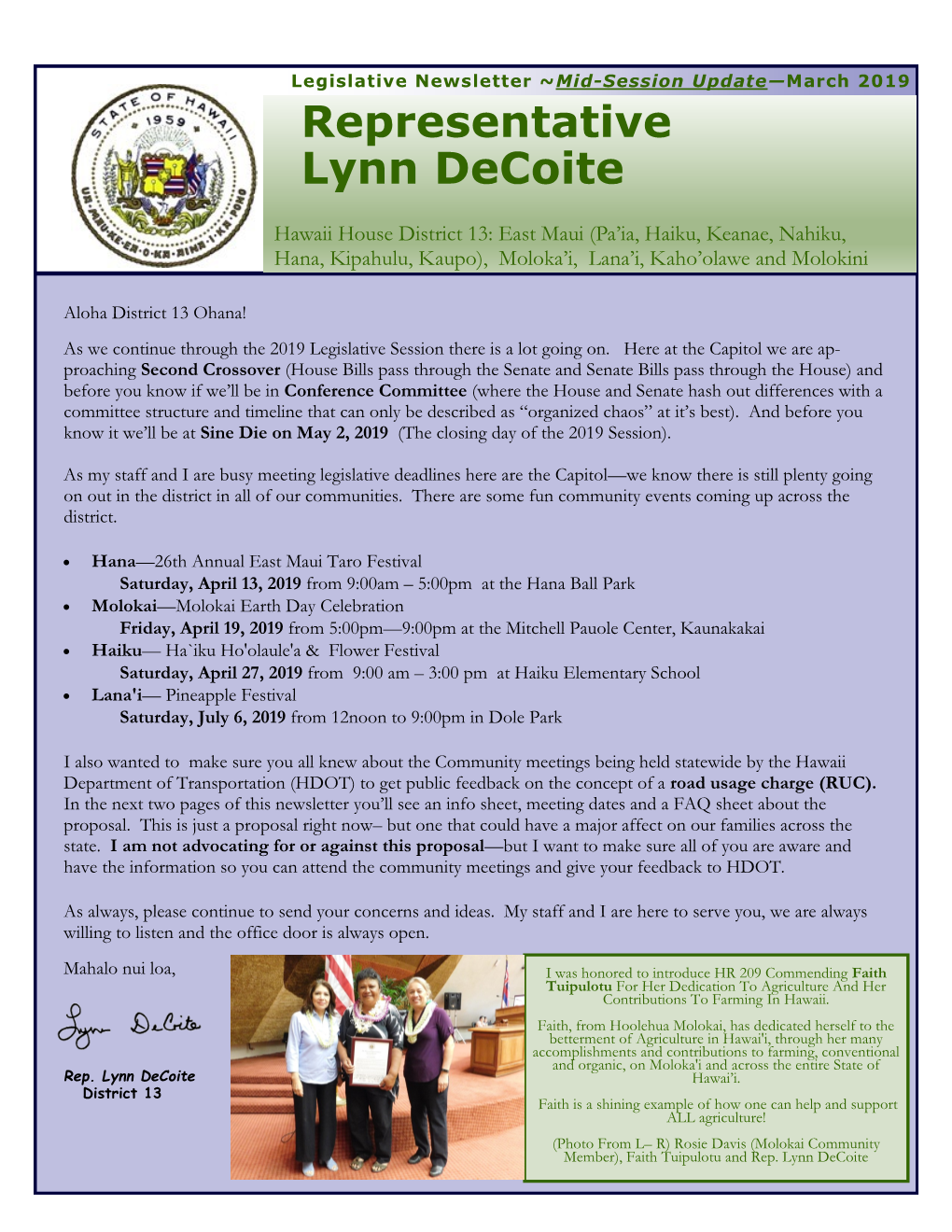 Rep. Decoite Legislative Newsletter