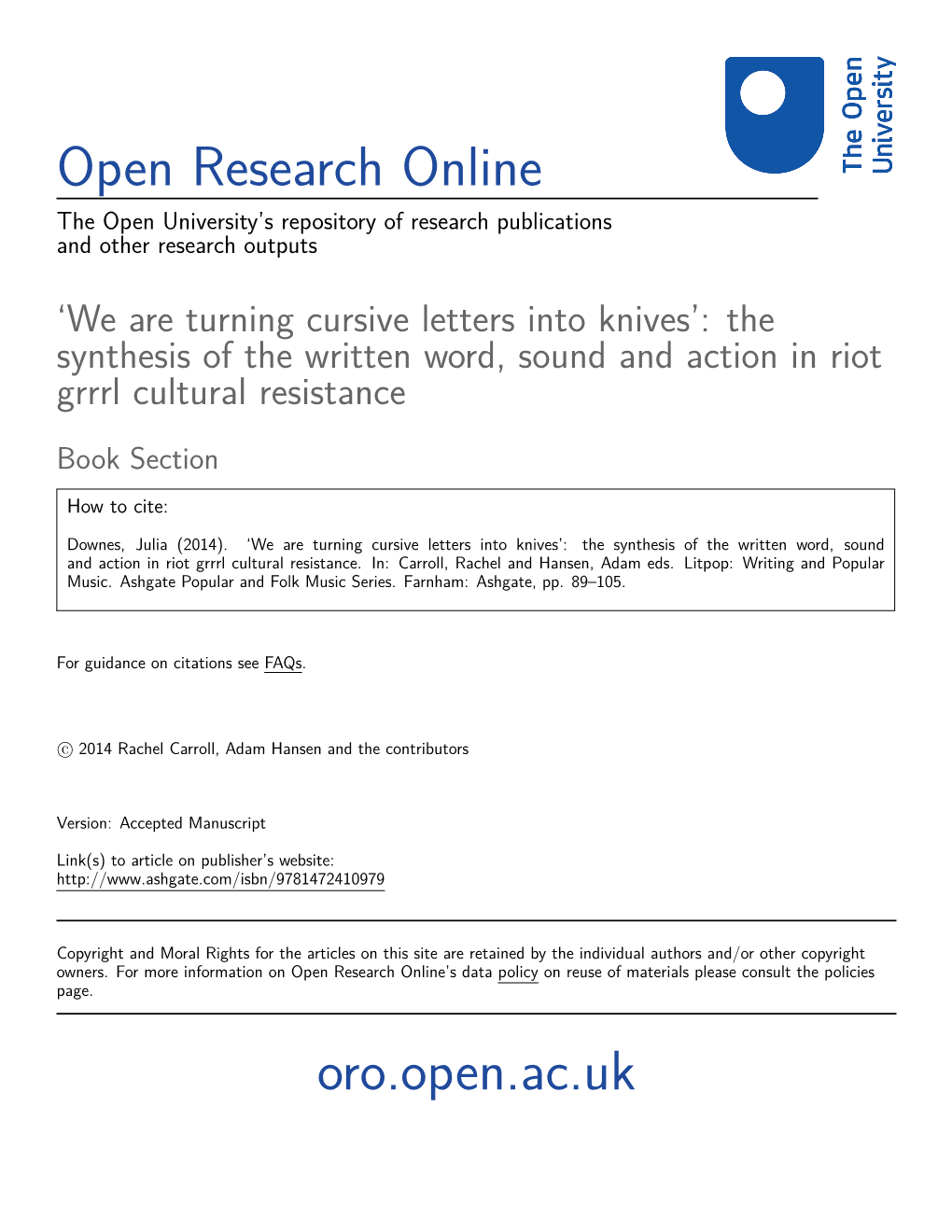 Open Research Online Oro.Open.Ac.Uk