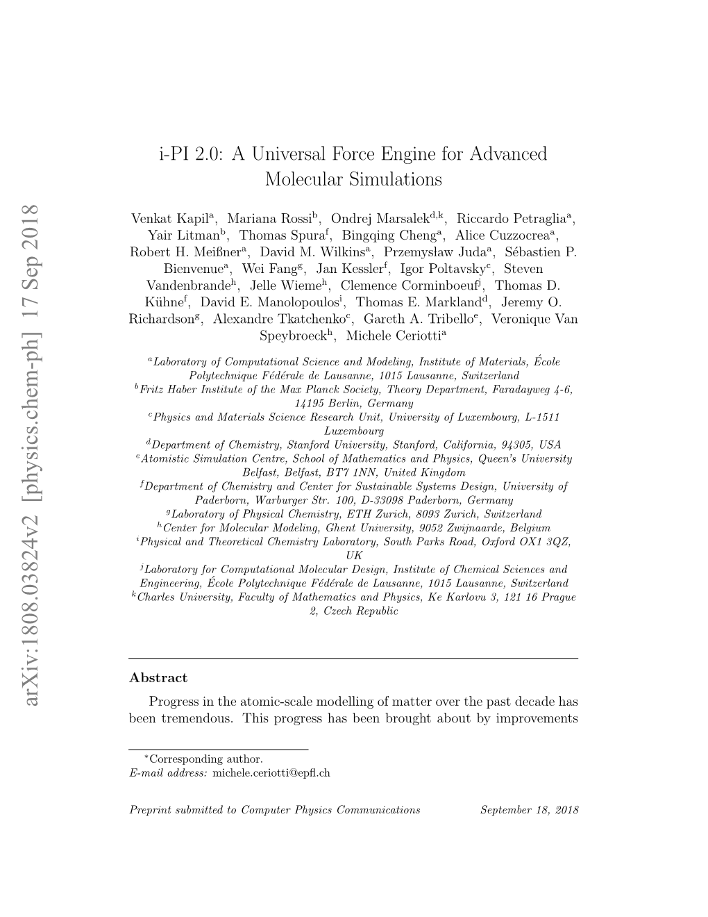 I-PI 2.0: a Universal Force Engine for Advanced Molecular Simulations