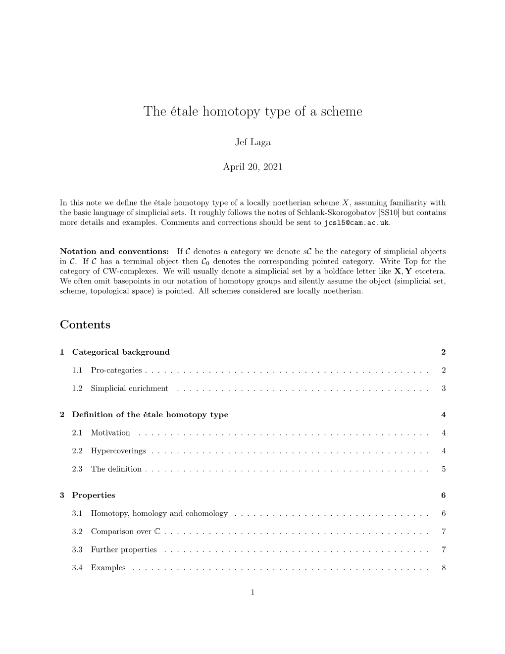 The Étale Homotopy Type of a Scheme