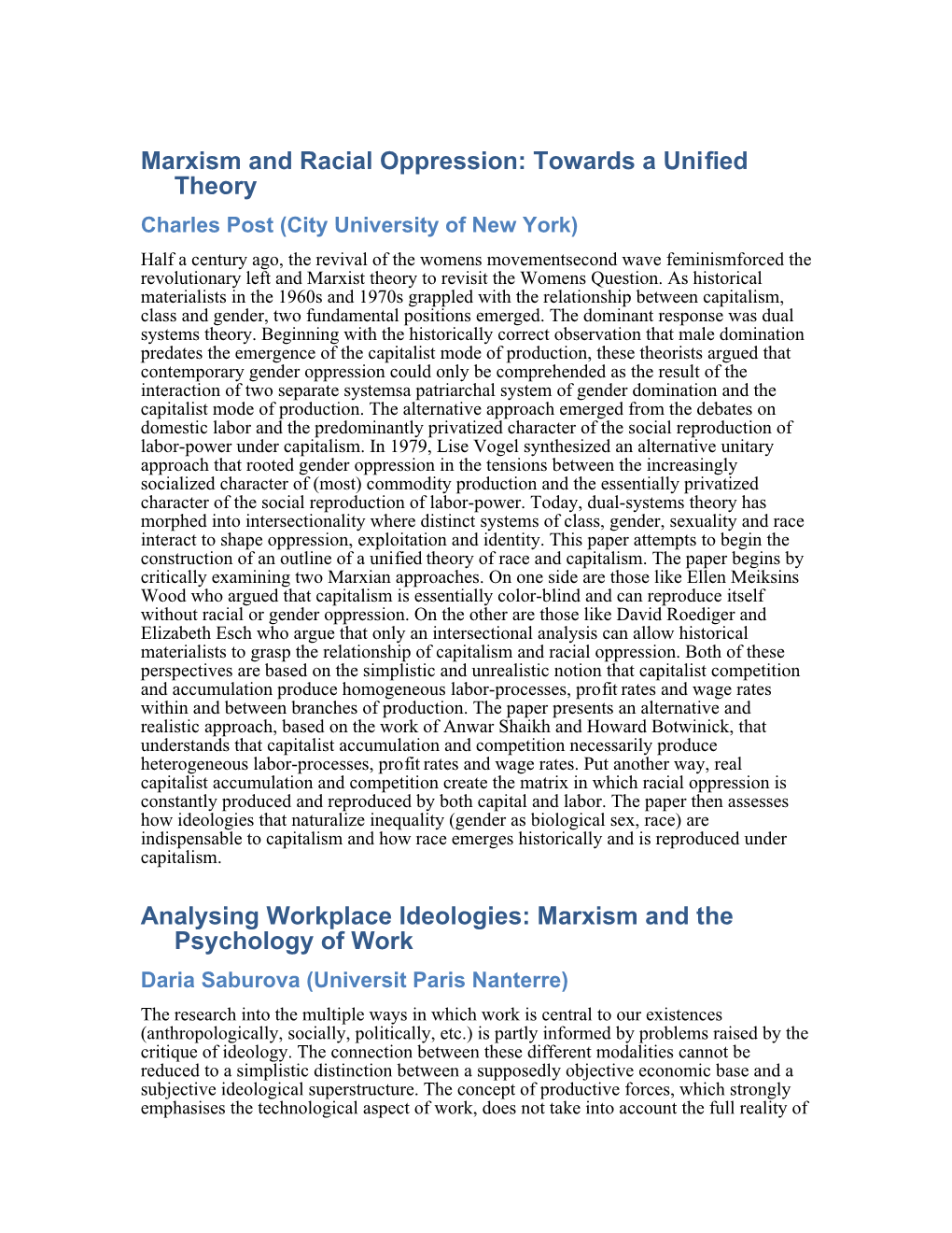 Marxism and Racial Oppression: Towards a Unified Theory Analysing Workplace Ideologies