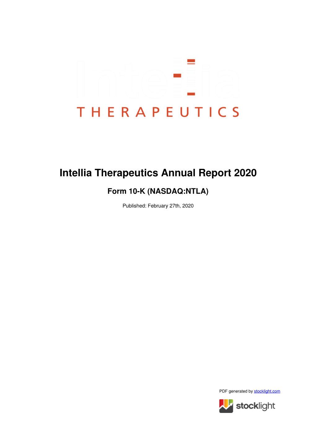 Intellia Therapeutics Annual Report 2020