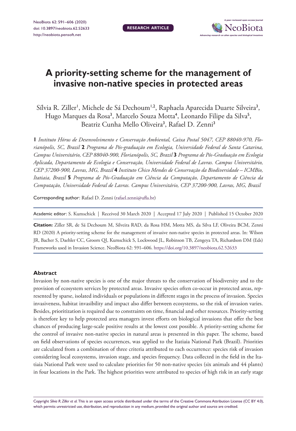 A Priority-Setting Scheme for the Management of Invasive Non-Native Species in Protected Areas