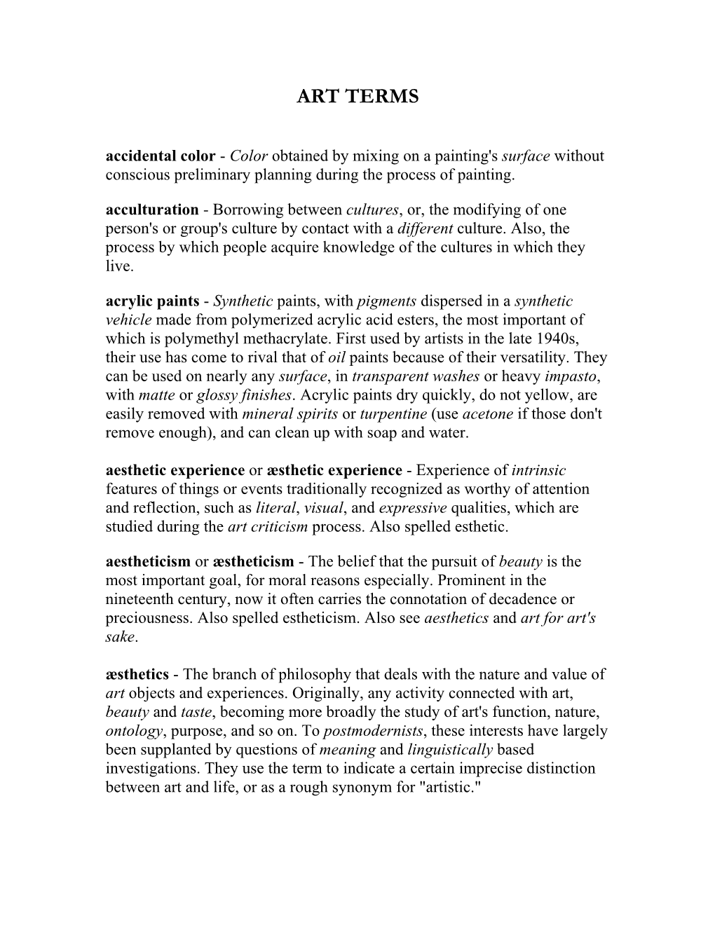 Color Obtained by Mixing on a Painting's Surface Without Conscious Preliminary Planning During the Process of Painting