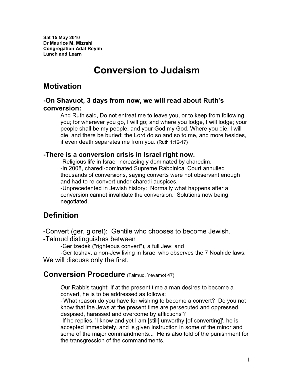 Conversion to Judaism Motivation