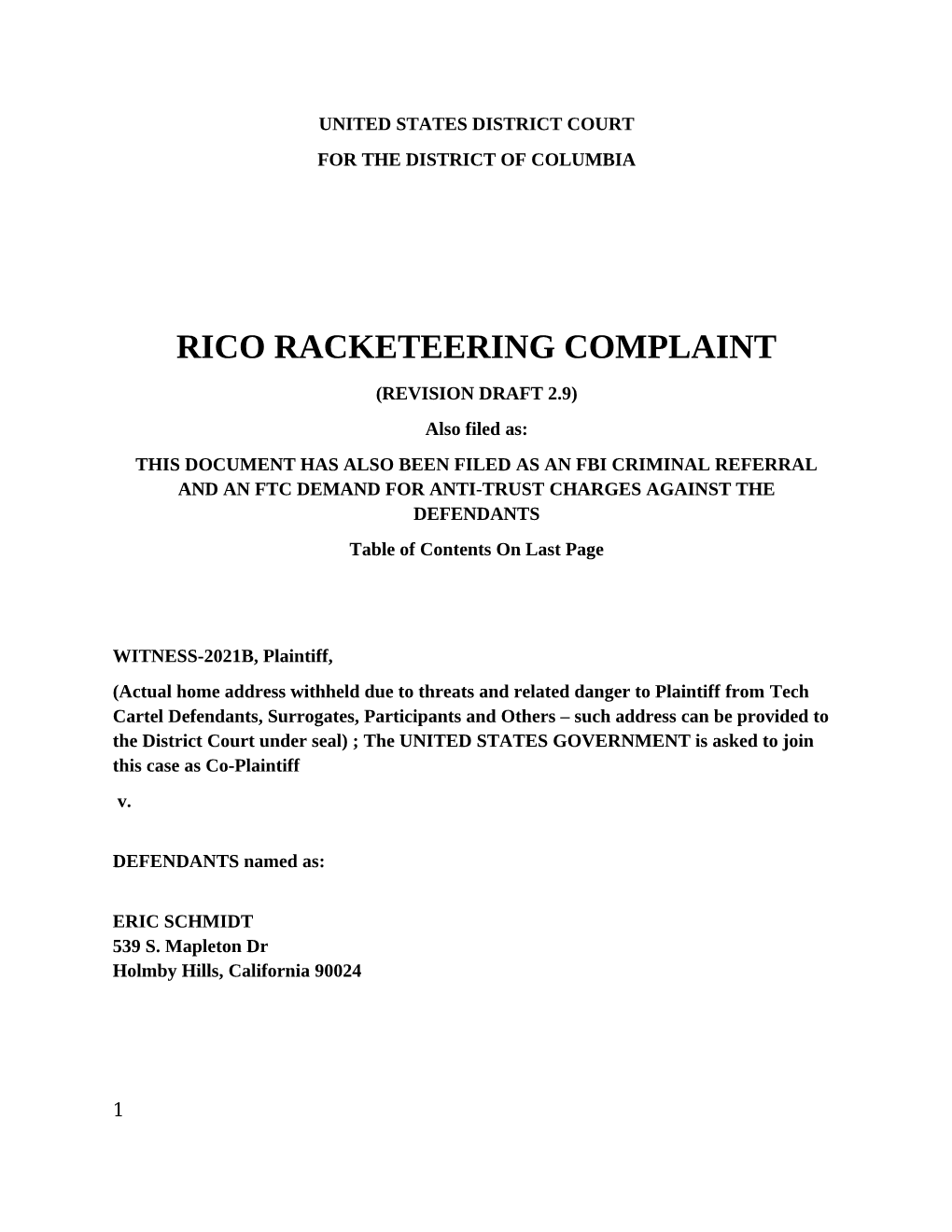 Rico Racketeering Complaint