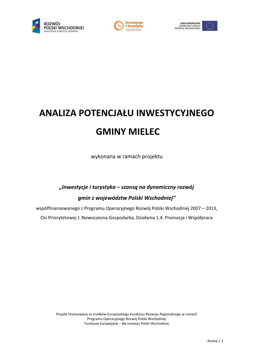 Analiza Potencjału Inwestycyjnego Gminy Mielec