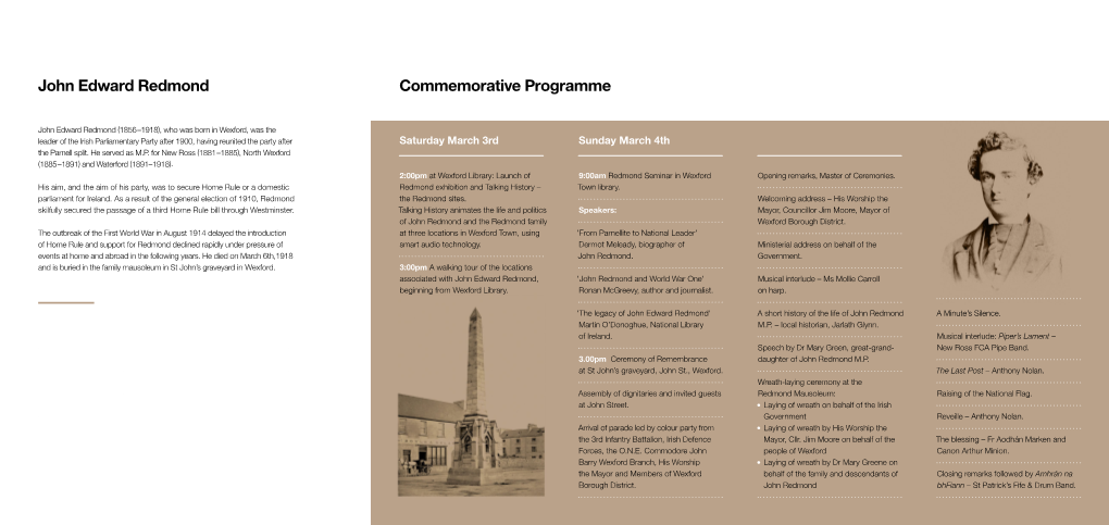 Commemorative Programme John Edward Redmond