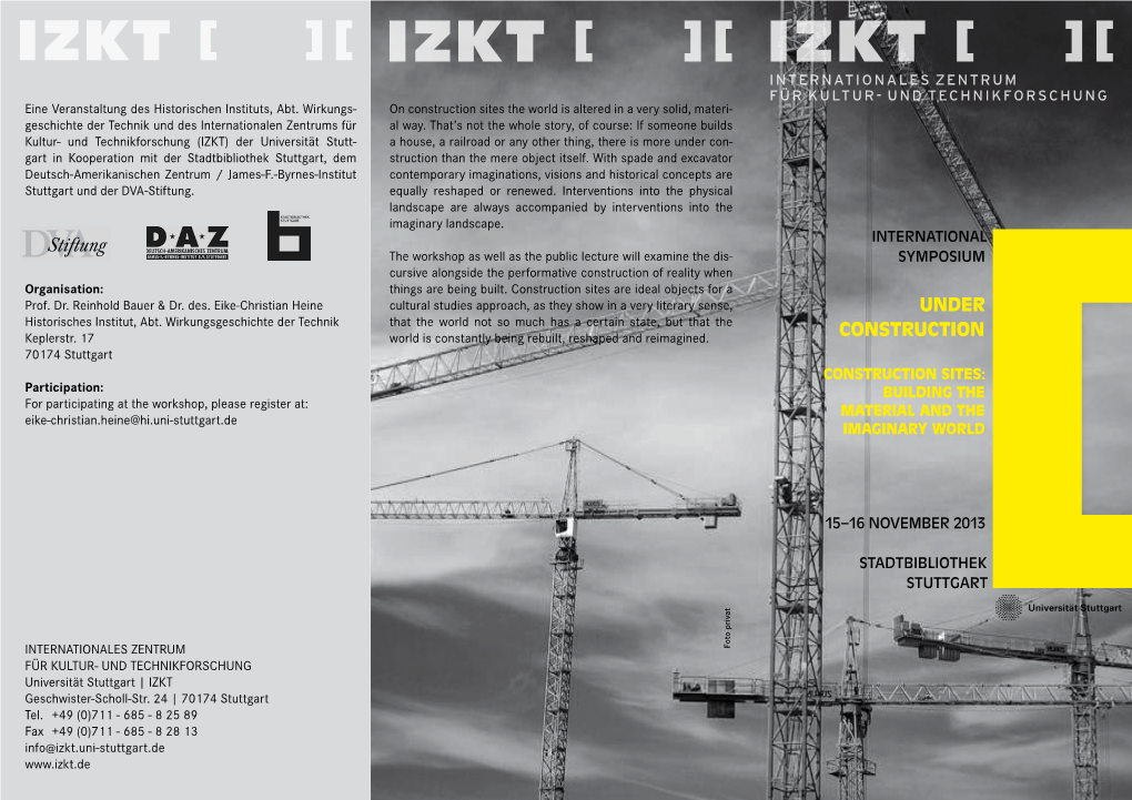 IZKT [ ][ IZKT [ ][ IZKT [ ][ Internationales Zentrum Für Kultur- Und Technikforschung Eine Veranstaltung Des Historischen Instituts, Abt