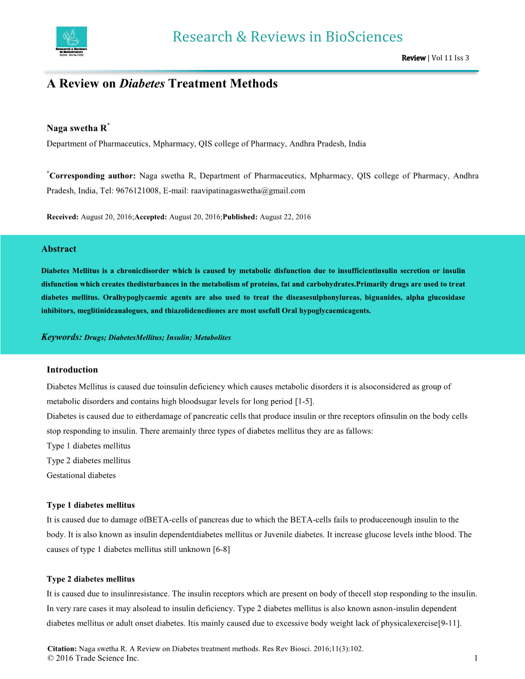 A Review on Diabetes Treatment Methods