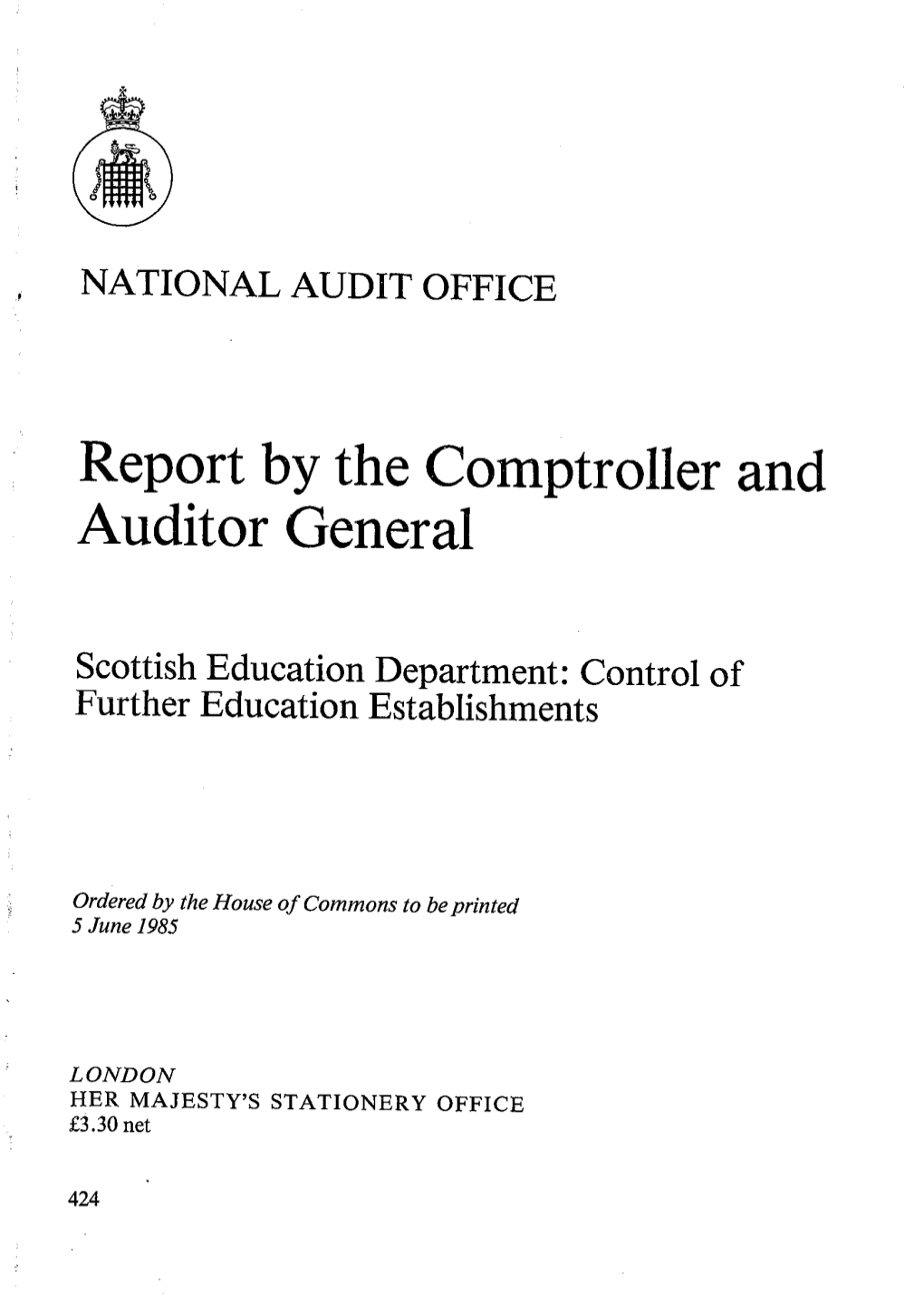 NAO Report (HC 424 1984/85): Scottish Education Department