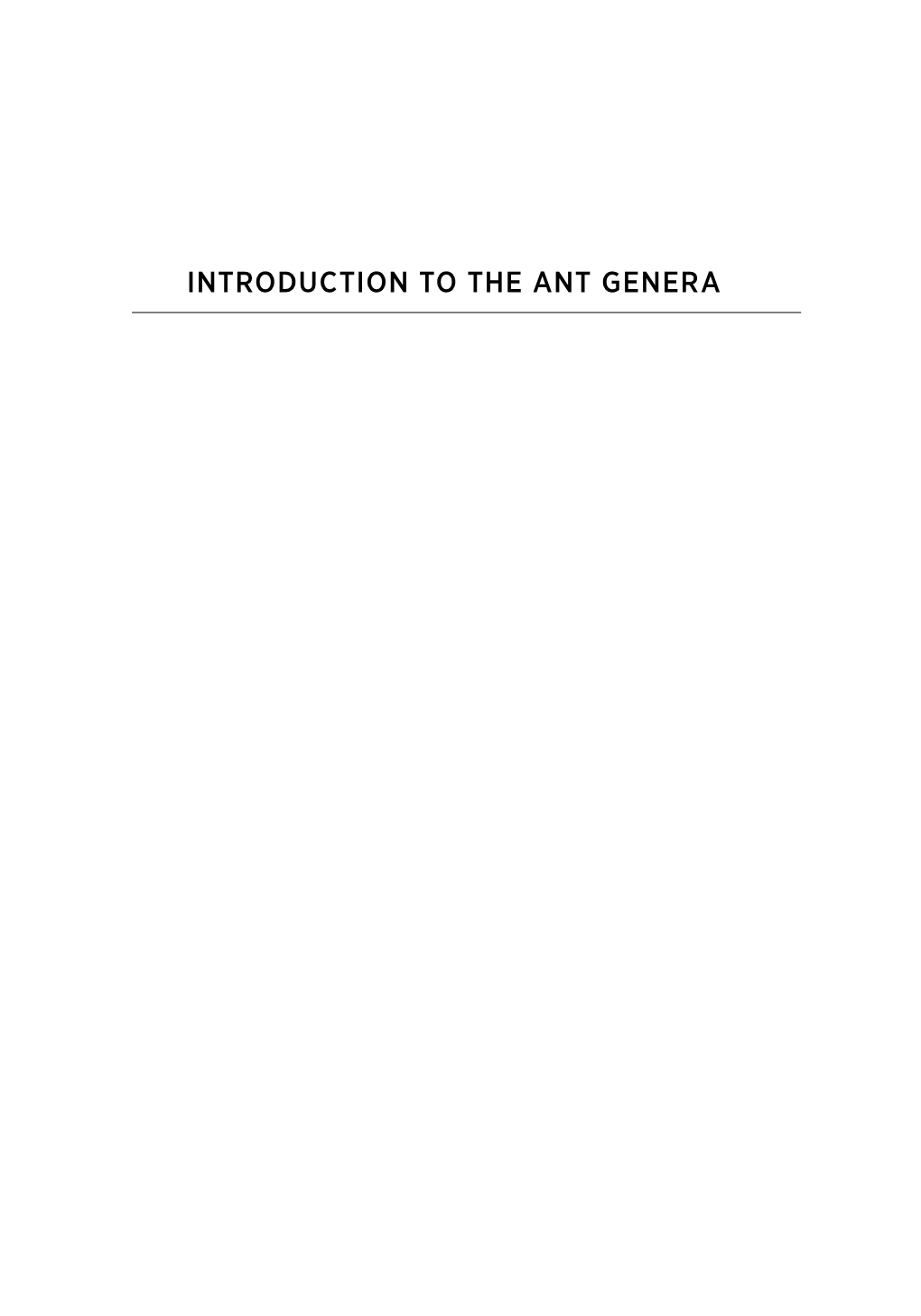 Introduction to the Ant Genera