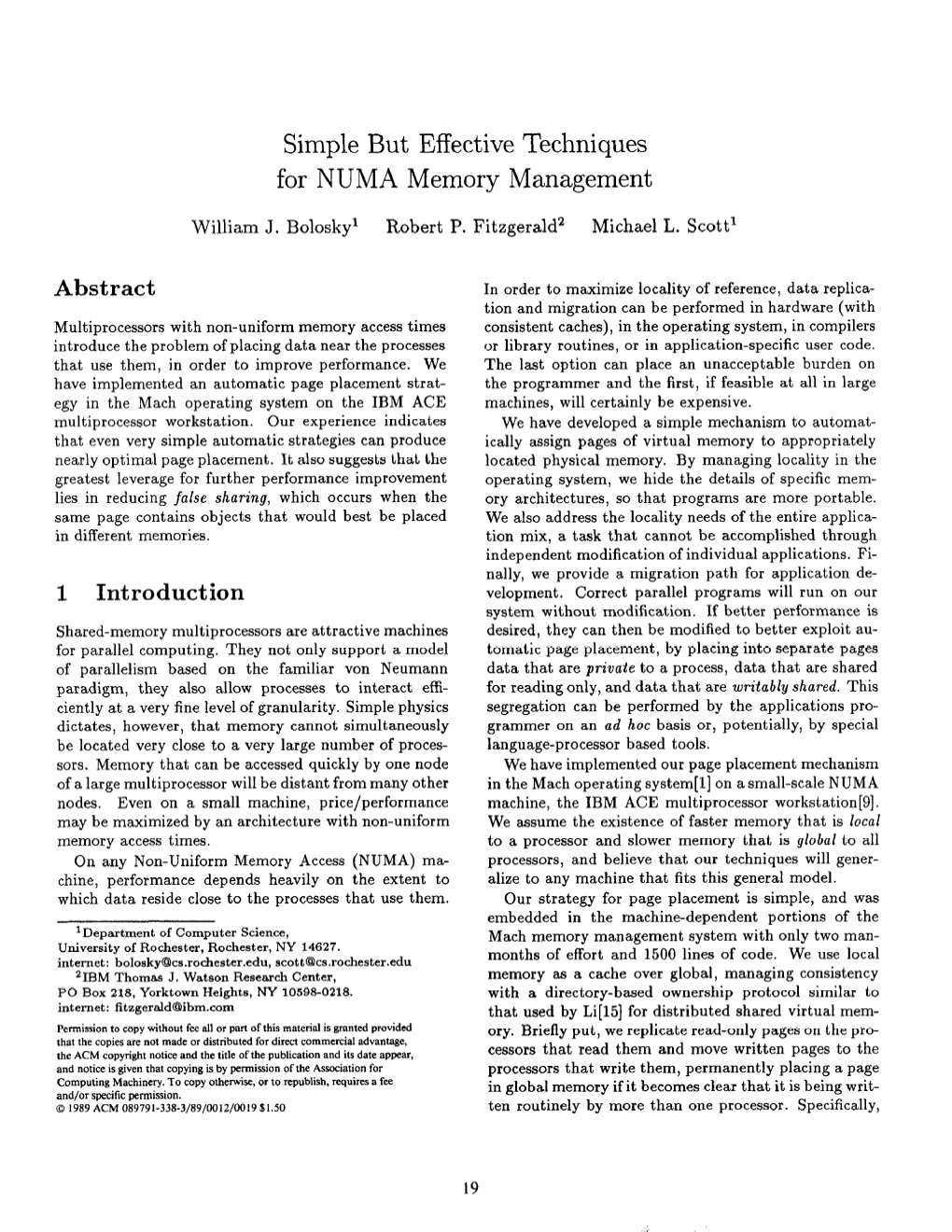 Simple but Effective Techniques for NUMA Memory Management