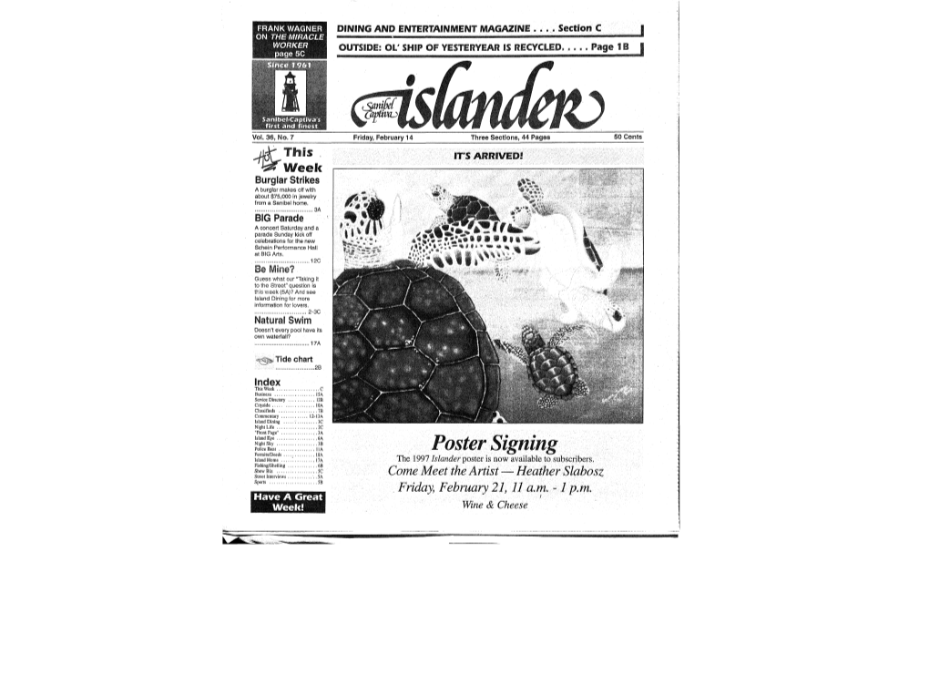 Poster Signing Permits/Deeds 18A Island Home 17A the 1997 Islander Poster Is Now Available to Subscribers