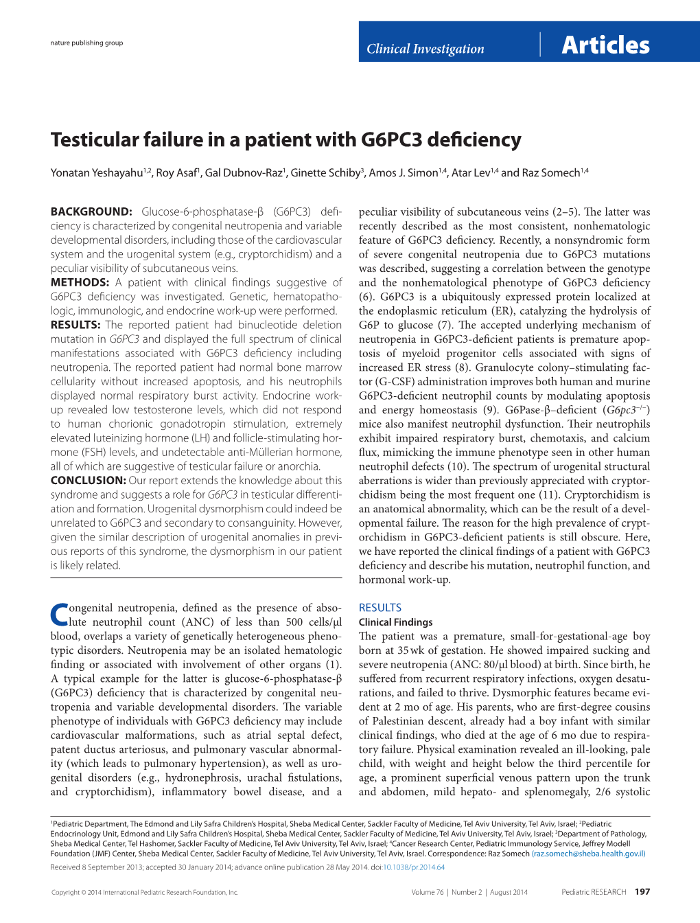 Testicular Failure in a Patient with G6PC3 Deficiency