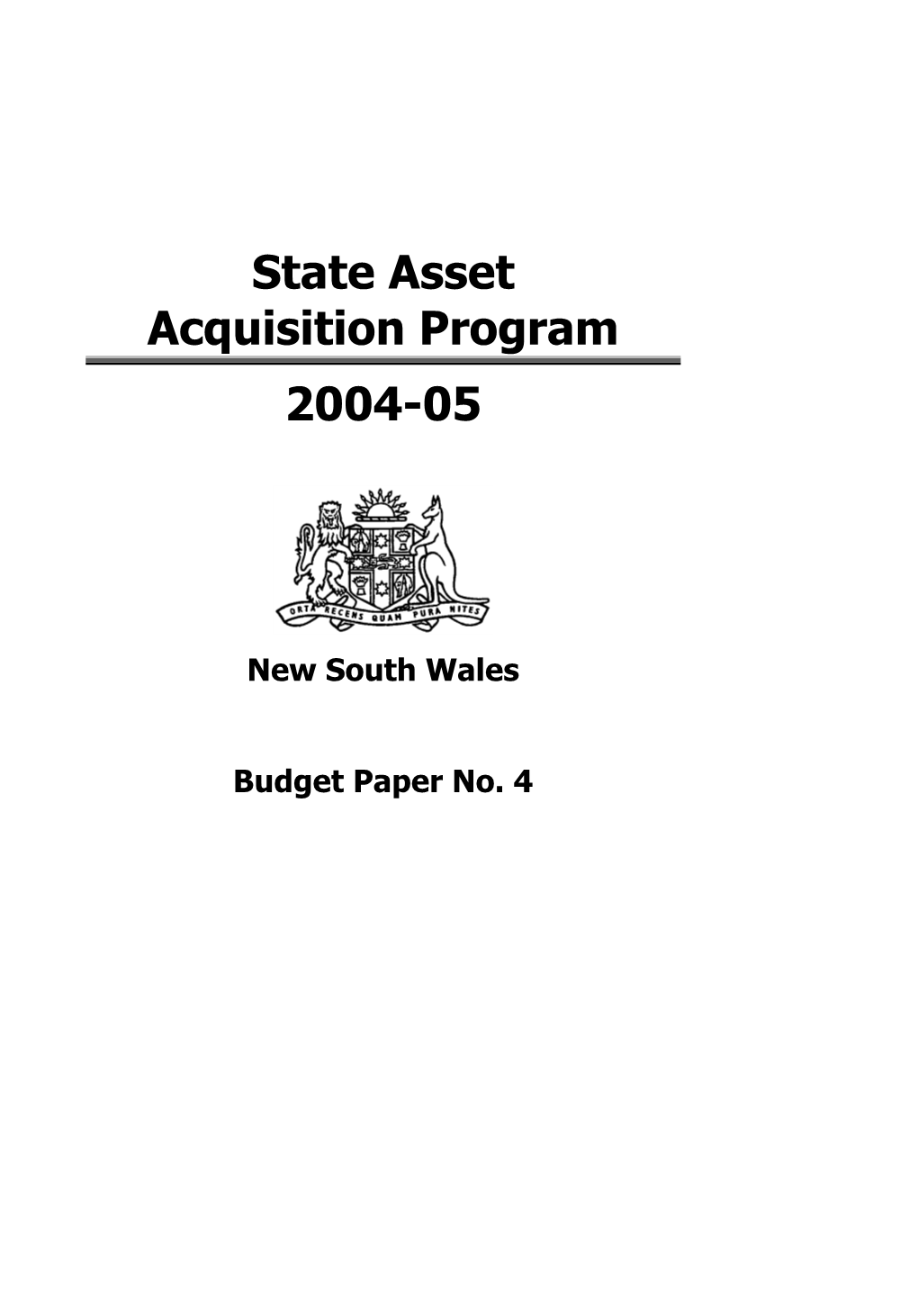 State Asset Acquisition Program 2004-05