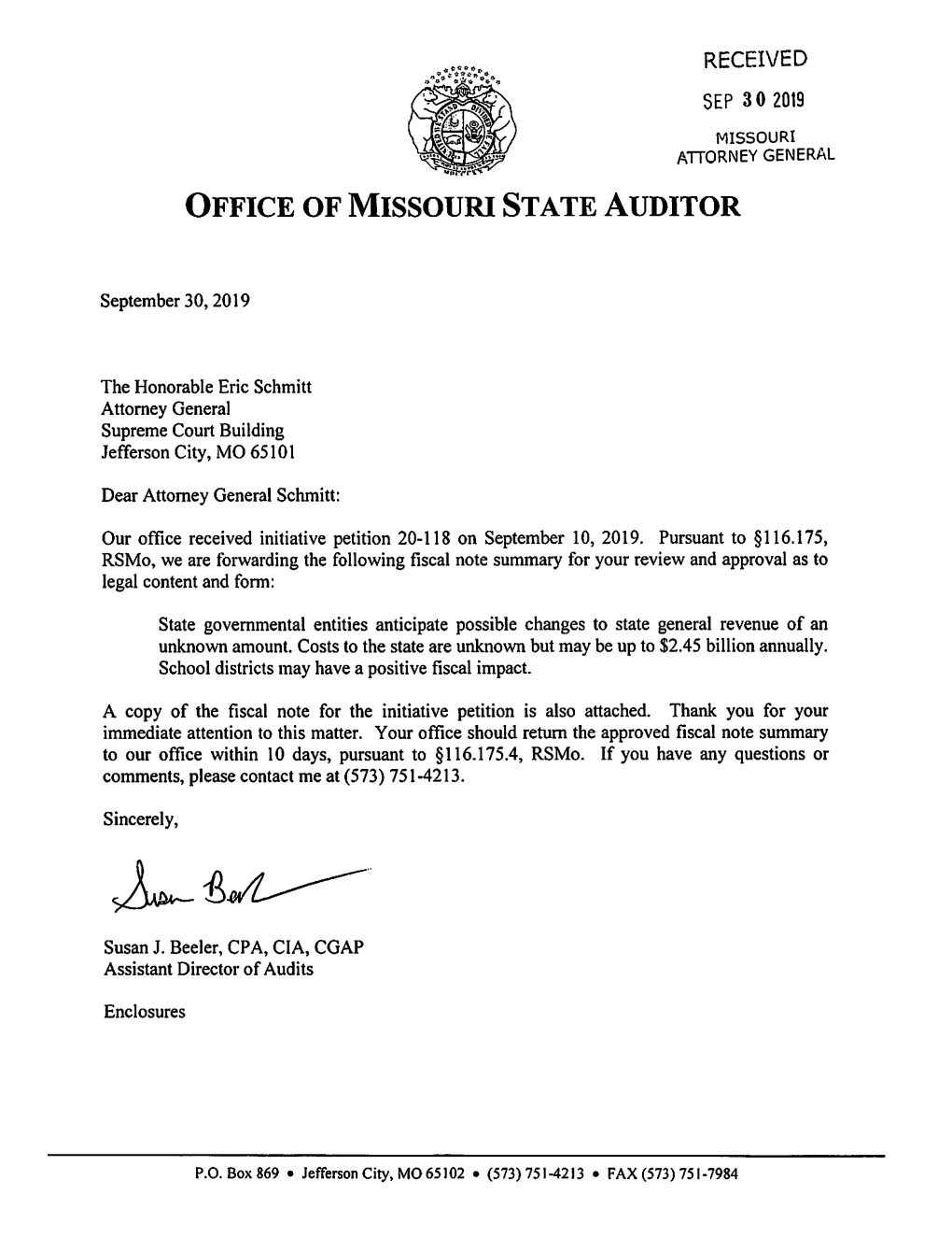 Office of Missouri State Auditor