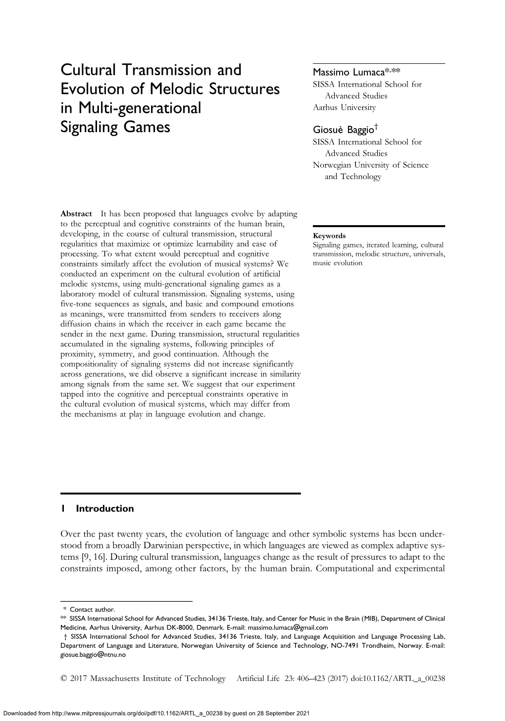 Cultural Transmission and Evolution of Melodic Structures in Multi