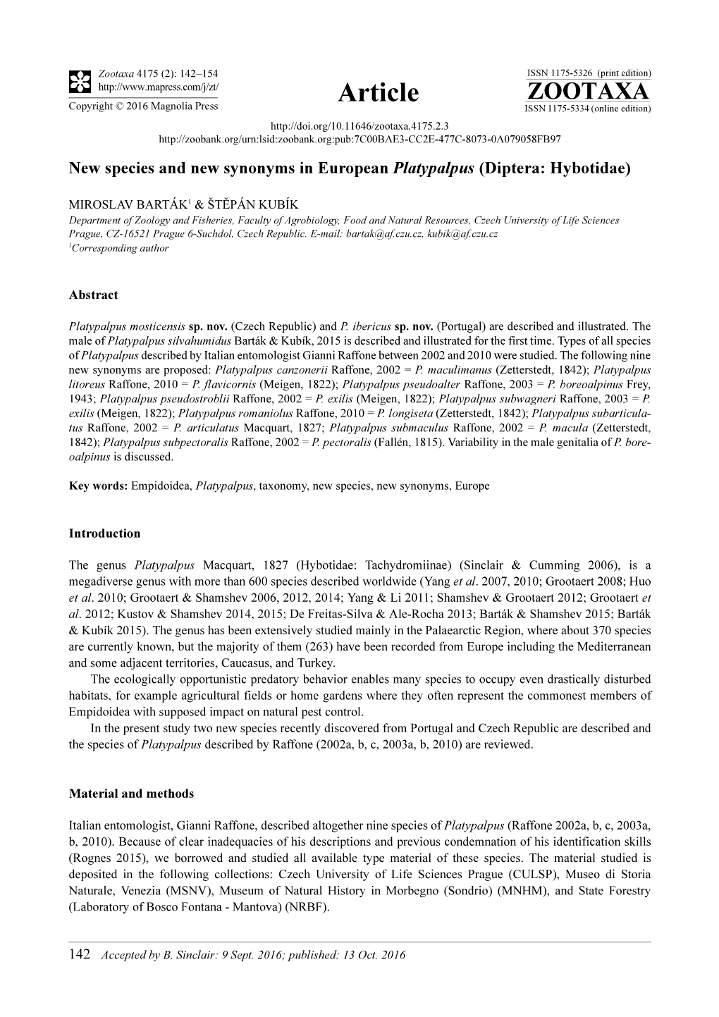 New Species and New Synonyms in European Platypalpus (Diptera: Hybotidae)