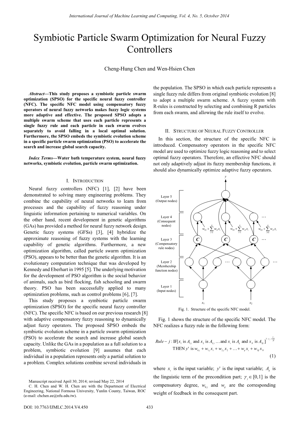 Symbiotic Particle Swarm Optimization for Neural Fuzzy Controllers