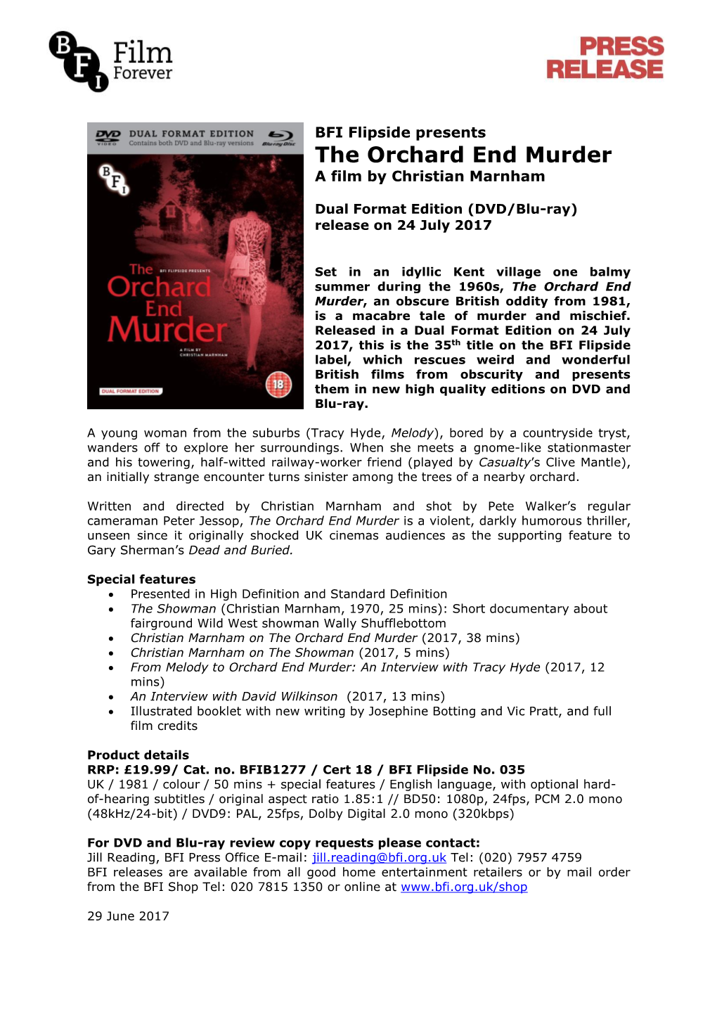 BFI Flipside Presents the Orchard End Murder (Dual-Format Edition