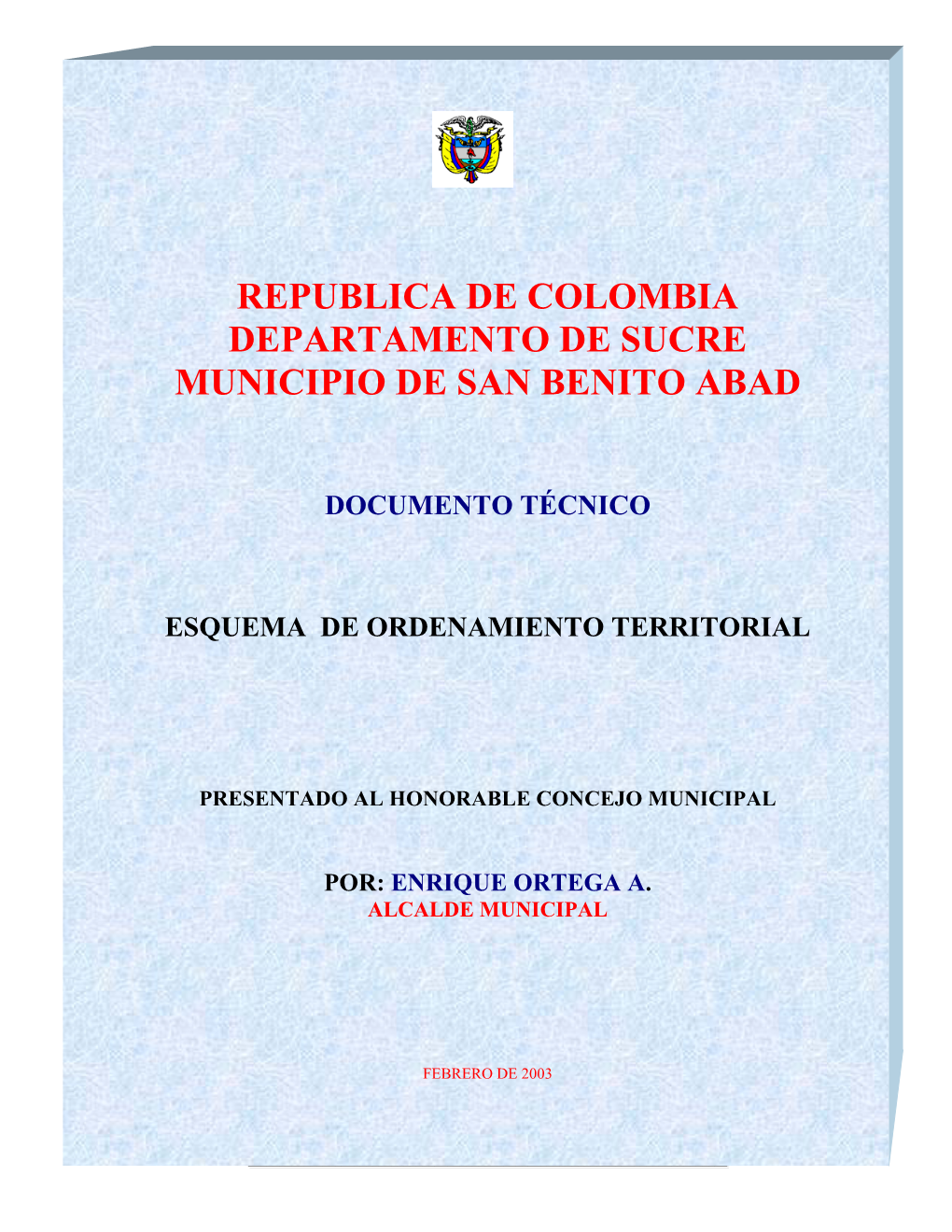 Republica De Colombia Departamento De Sucre Municipio De San Benito Abad