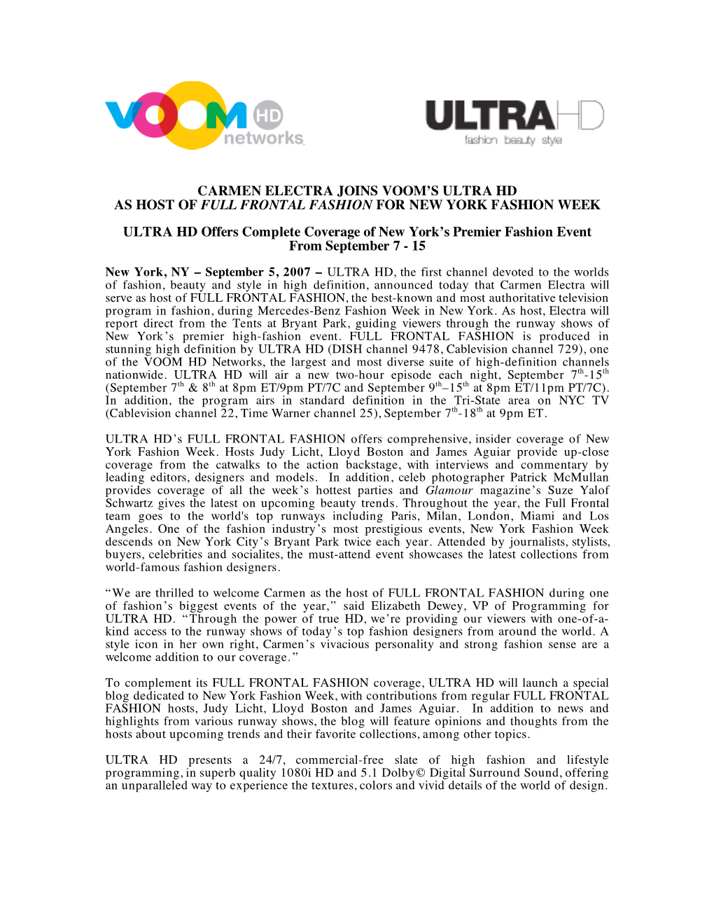 Carmen Electra Joins Voom's Ultra Hd As Host of Full