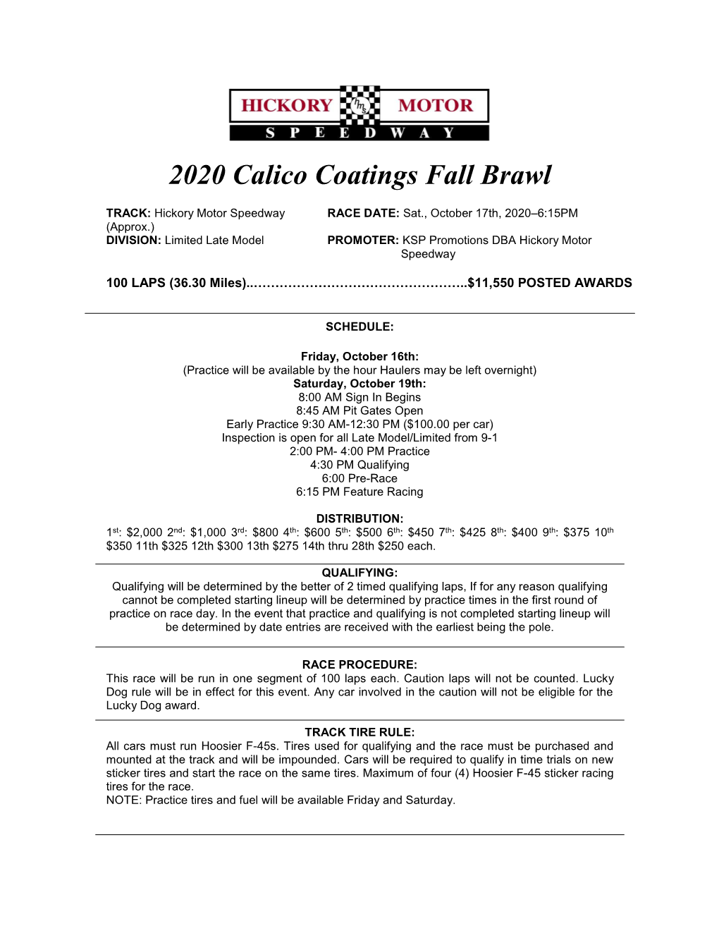 2020 Calico Coatings Fall Brawl