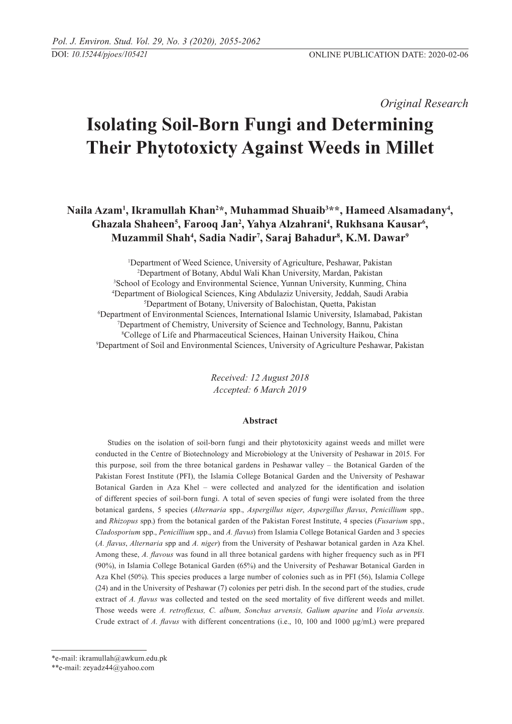 Isolating Soil-Born Fungi and Determining Their Phytotoxicty Against Weeds in Millet