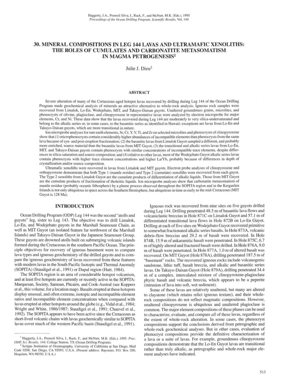 Ocean Drilling Program Scientific Results Volume