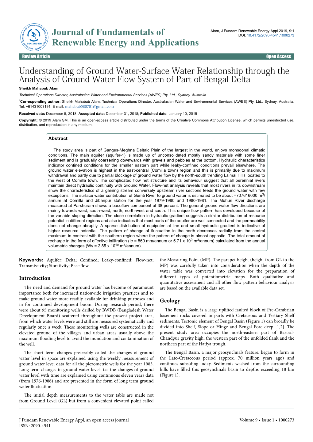 Understanding of Ground Water-Surface Water Relationship