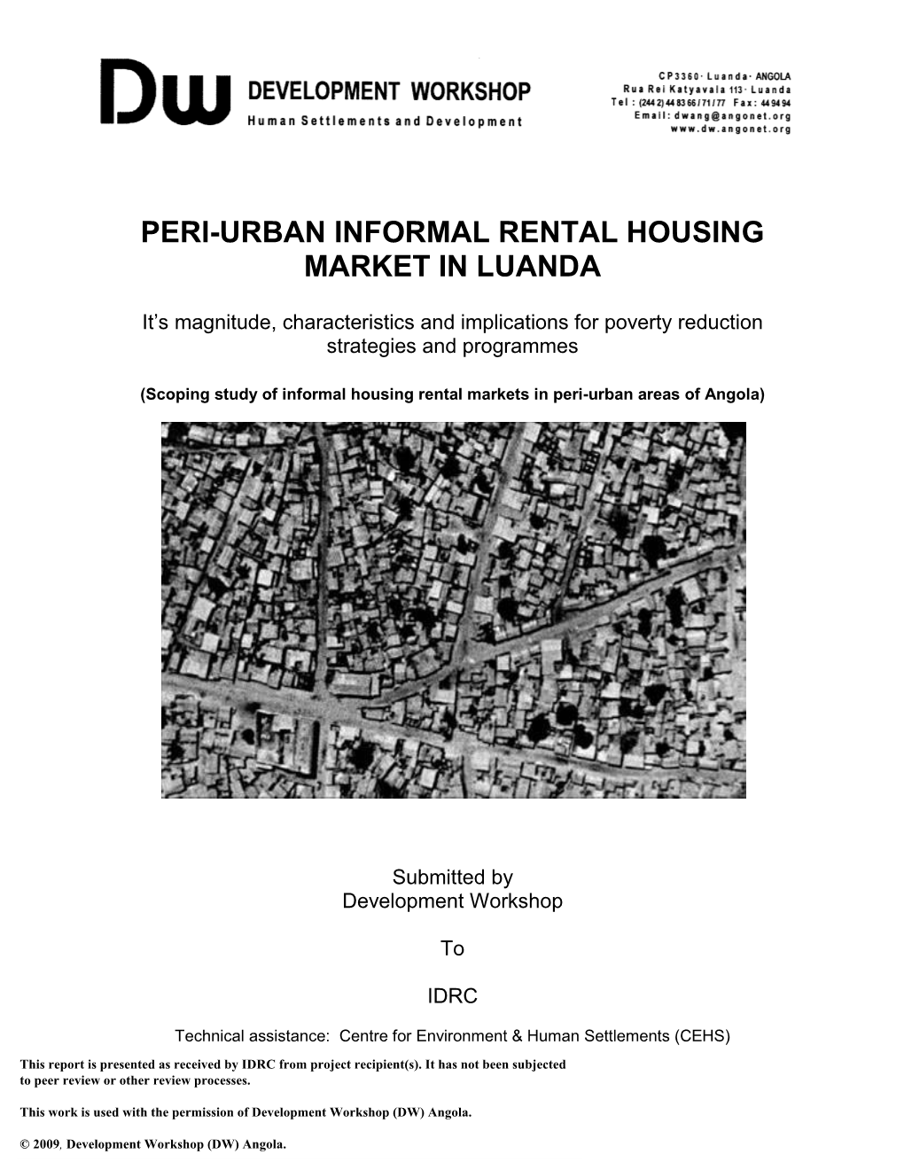 Peri-Urban Private Renting Housing Market in Luanda