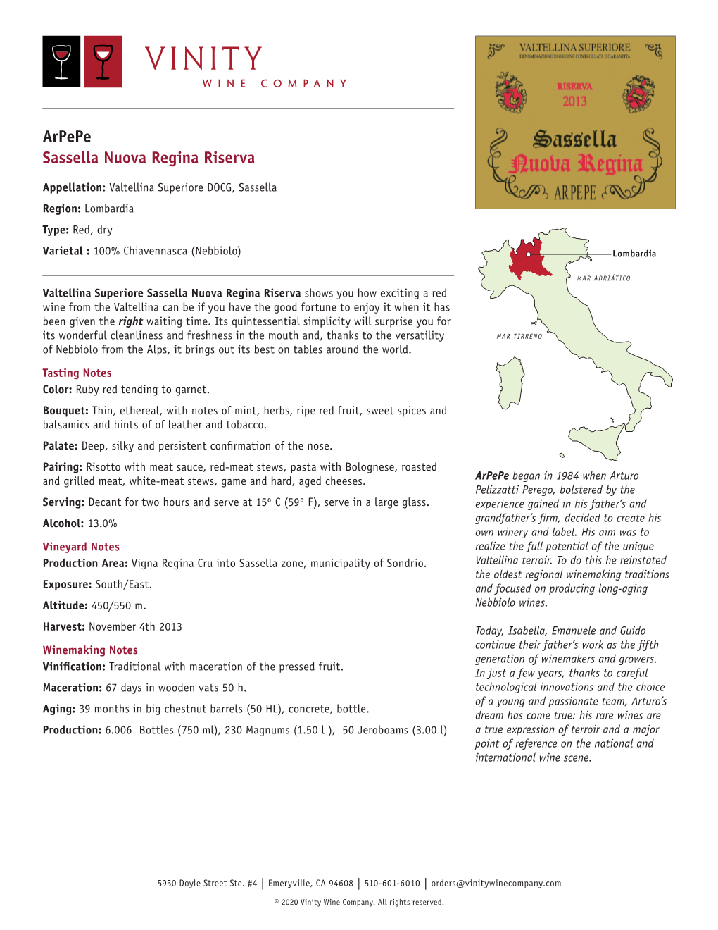 Arpepe Sassella Nuova Regina Riserva