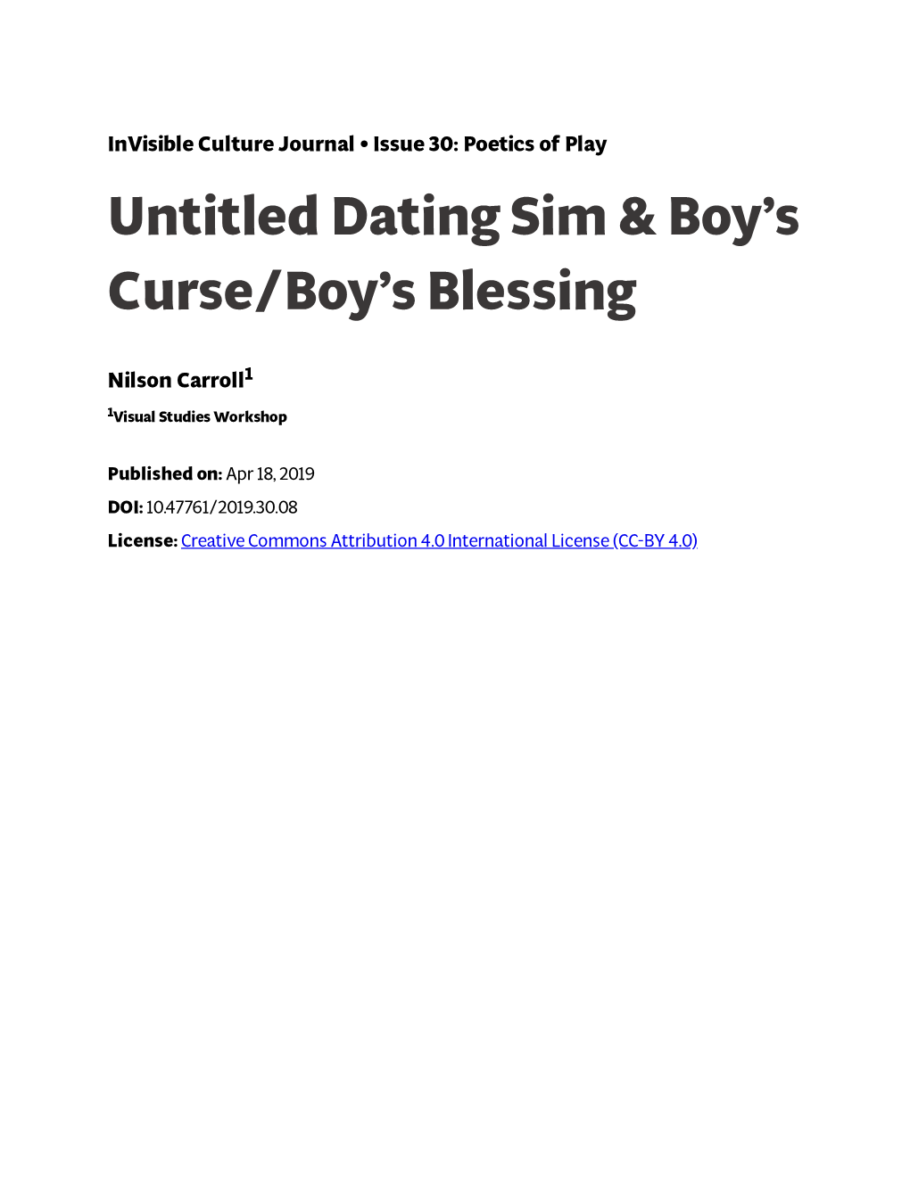 Untitled Dating Sim & Boyˇs Curse/Boyˇs Blessing