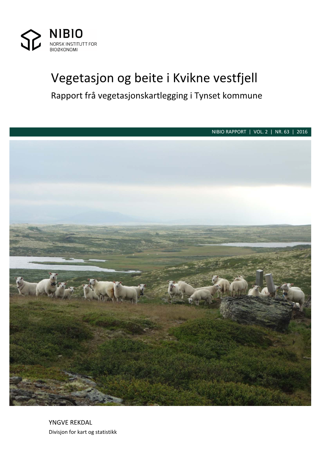 Vegetasjon Og Beite I Kvikne Vestfjell Rapport Frå Vegetasjonskartlegging I Tynset Kommune
