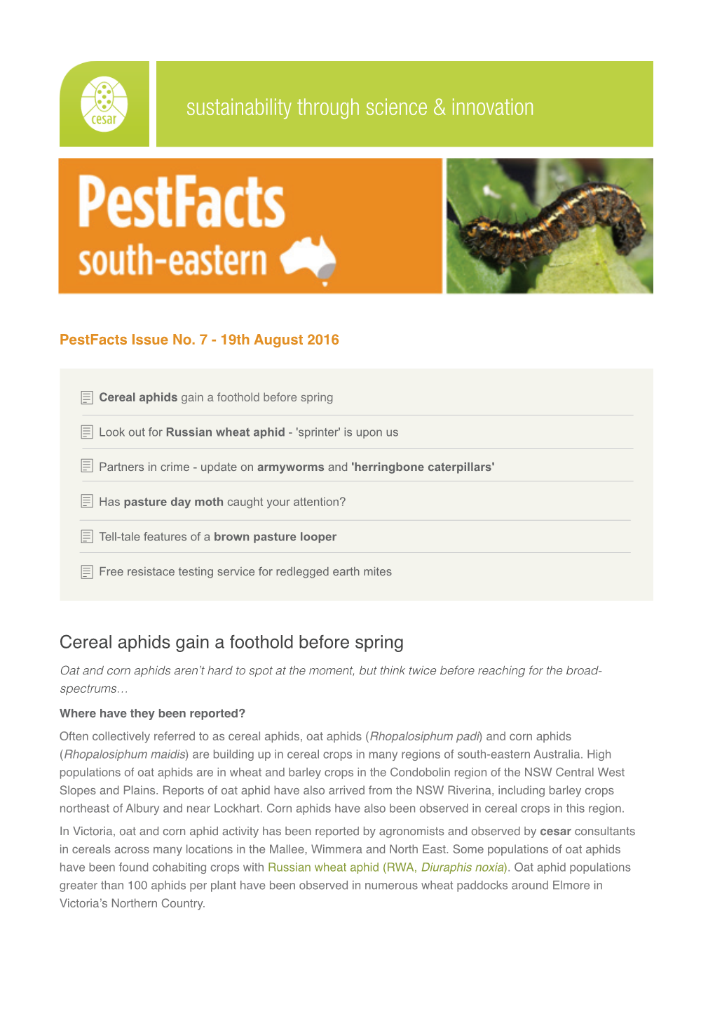 Pestfacts Issue No. 7 - 19Th August 2016