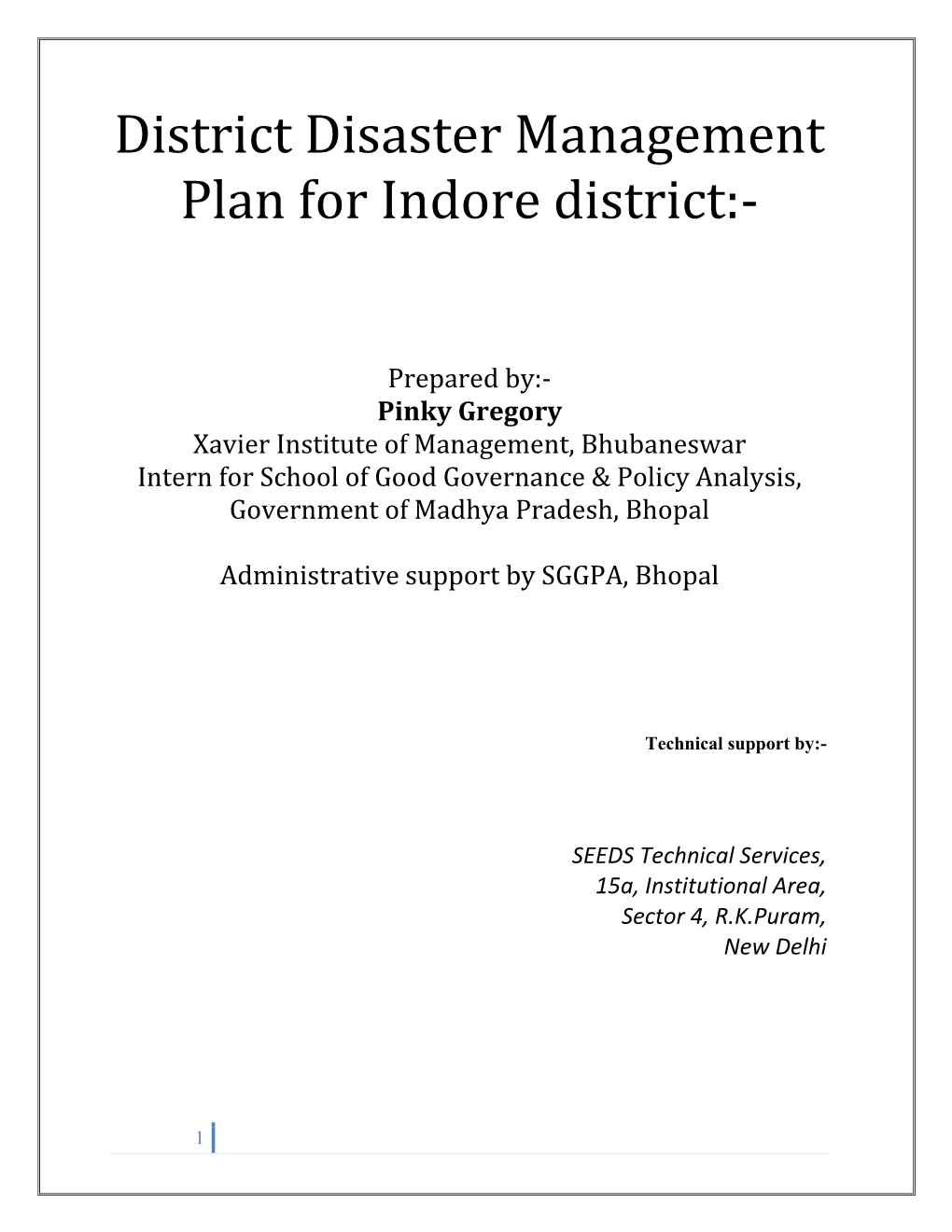 District Disaster Management Plan for Indore District