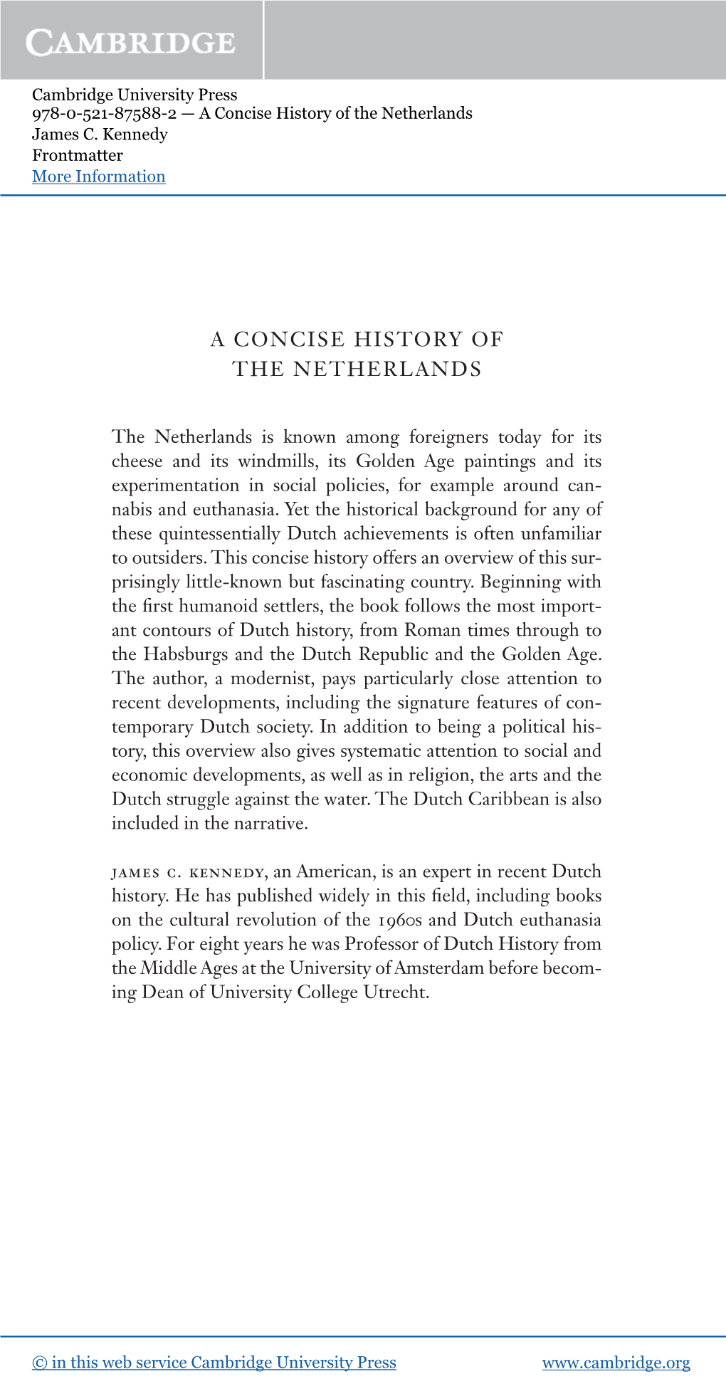 A Concise History of the Netherlands James C