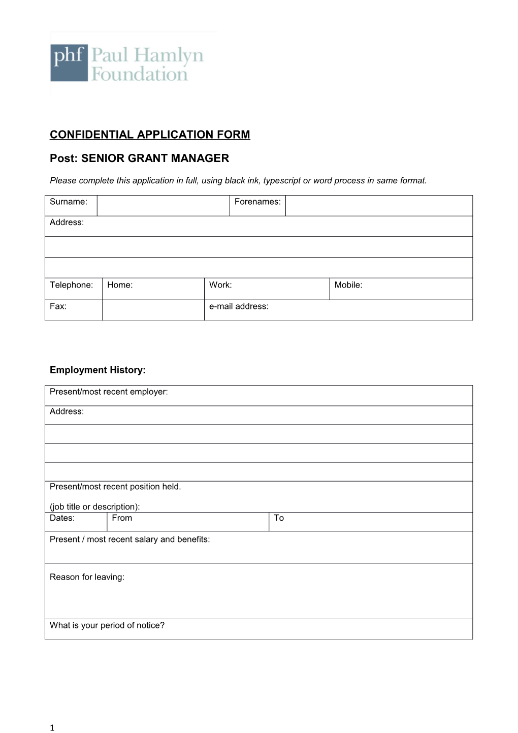 Confidential Application Form s1