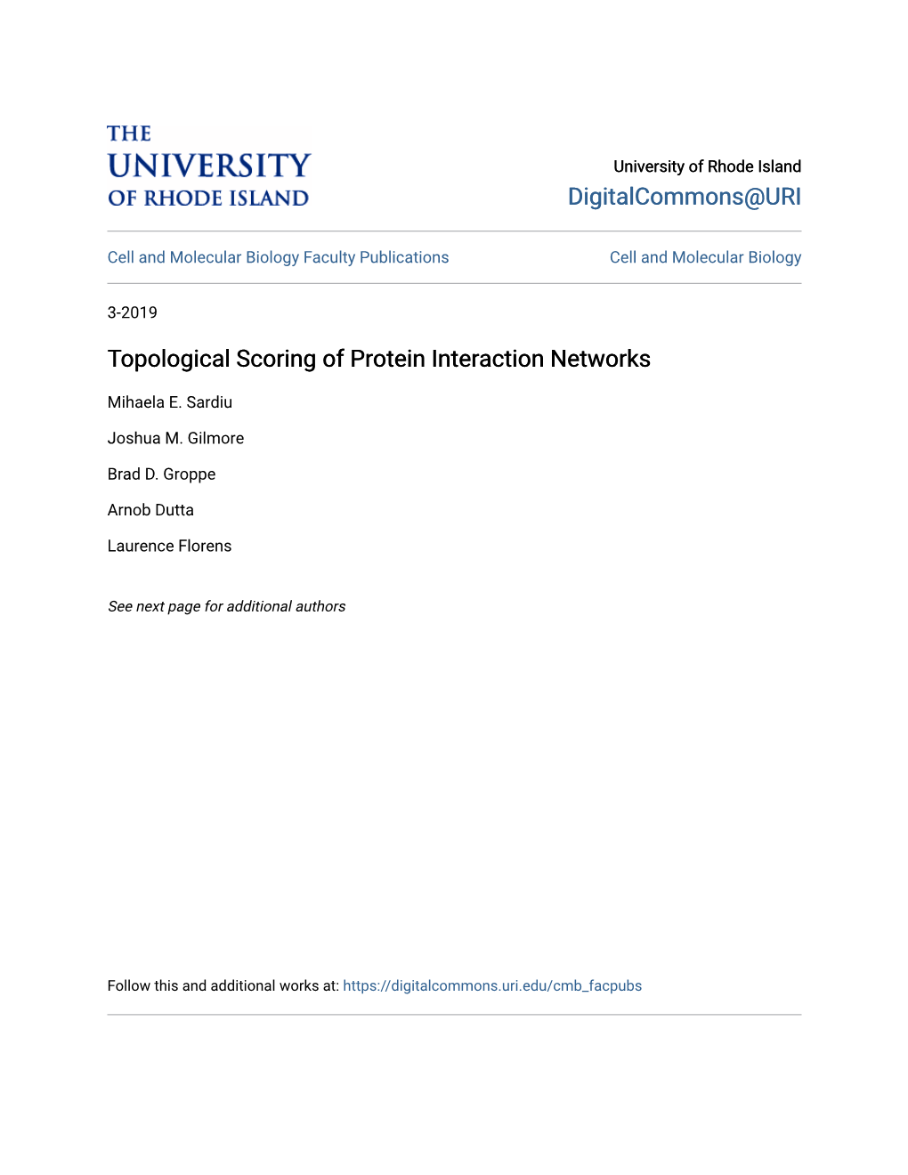 Topological Scoring of Protein Interaction Networks