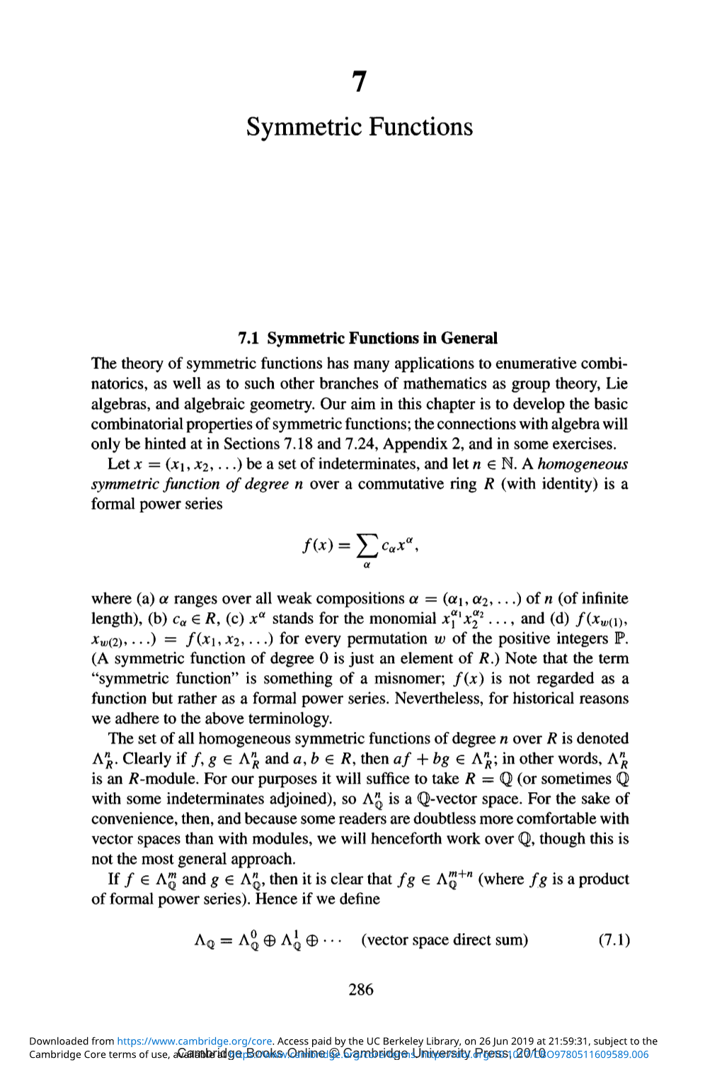 Symmetric Functions