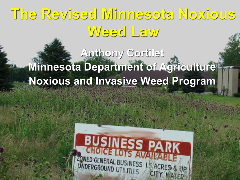 The Revised Minnesota Noxious Weed