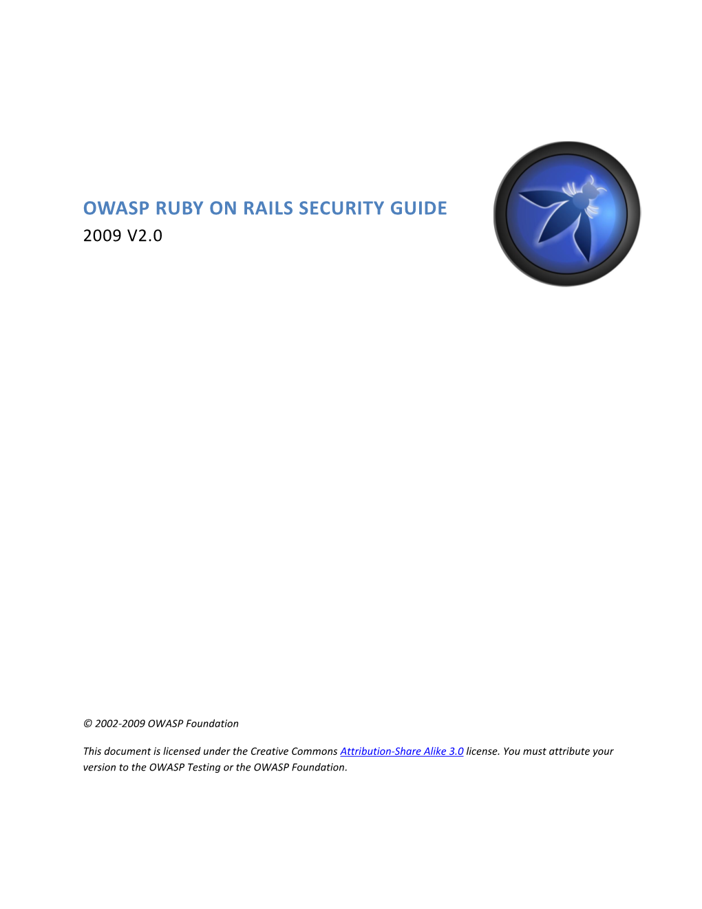 Owasp Ruby on Rails Security Guide 2009 V2.0