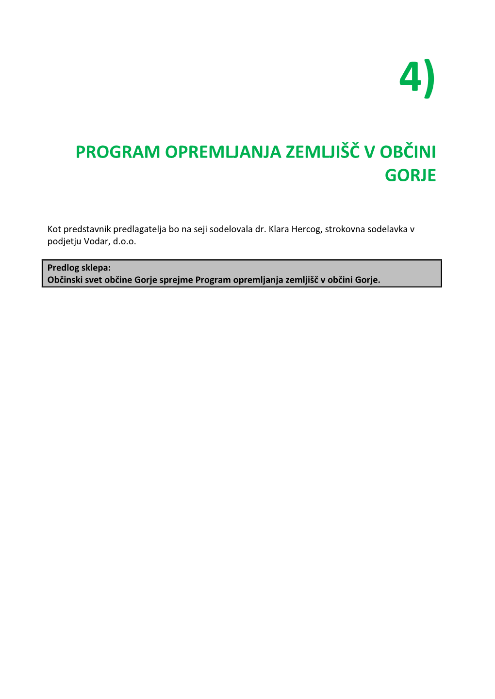 4 Program Opremljanja Zemljišč