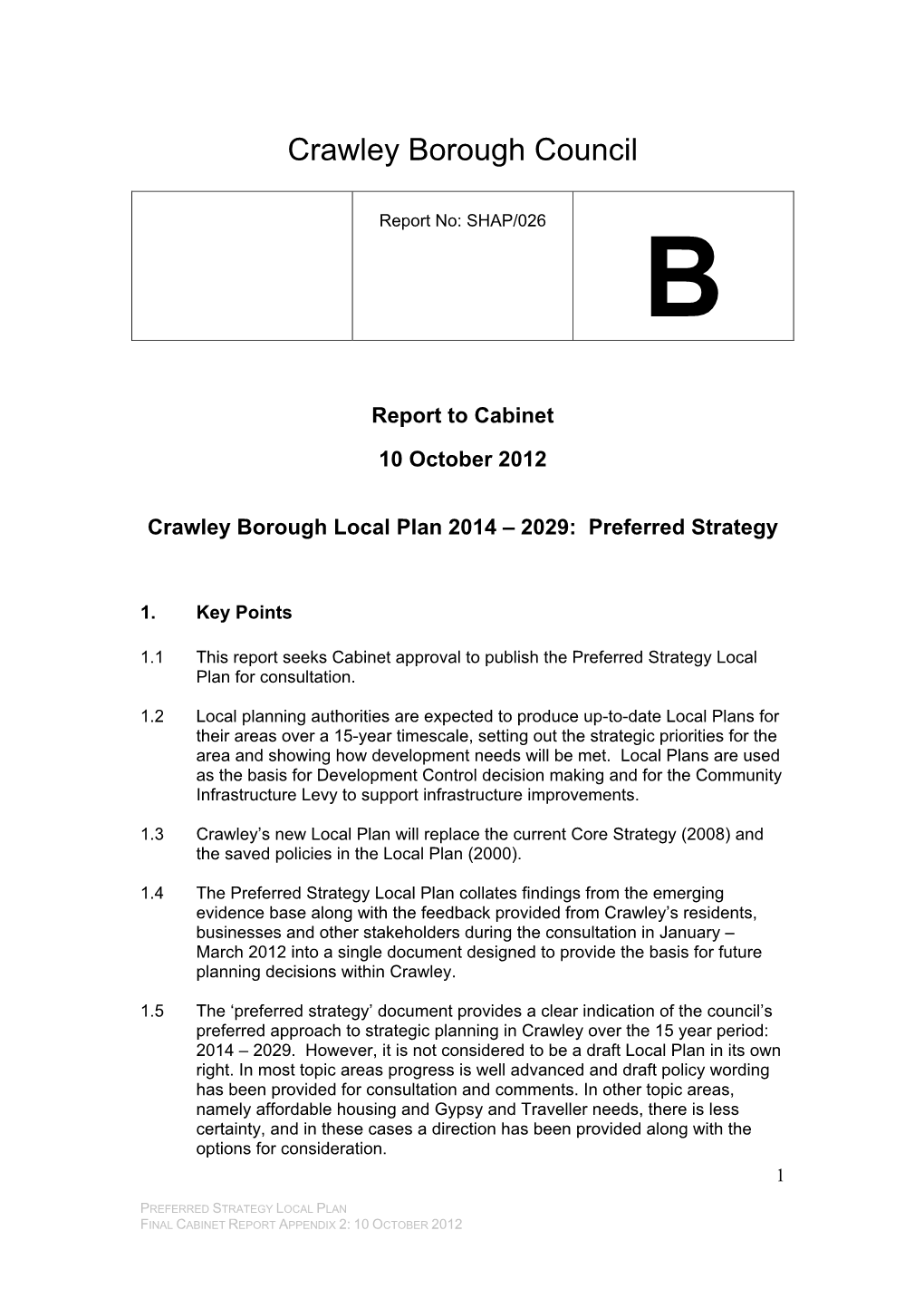 Crawley 2029 the Crawley Borough Council Local Plan 2014-2029