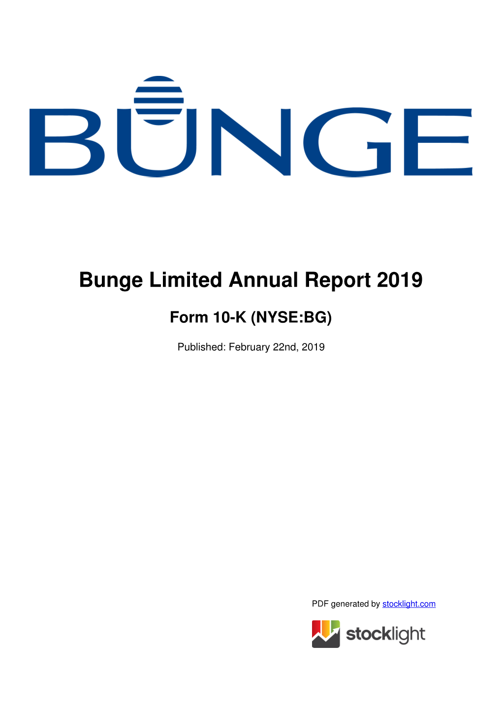 Bunge Limited Annual Report 2019