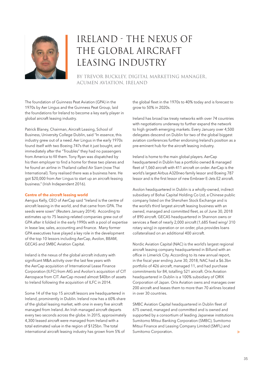 Ireland - the Nexus of the Global Aircraft Leasing Industry