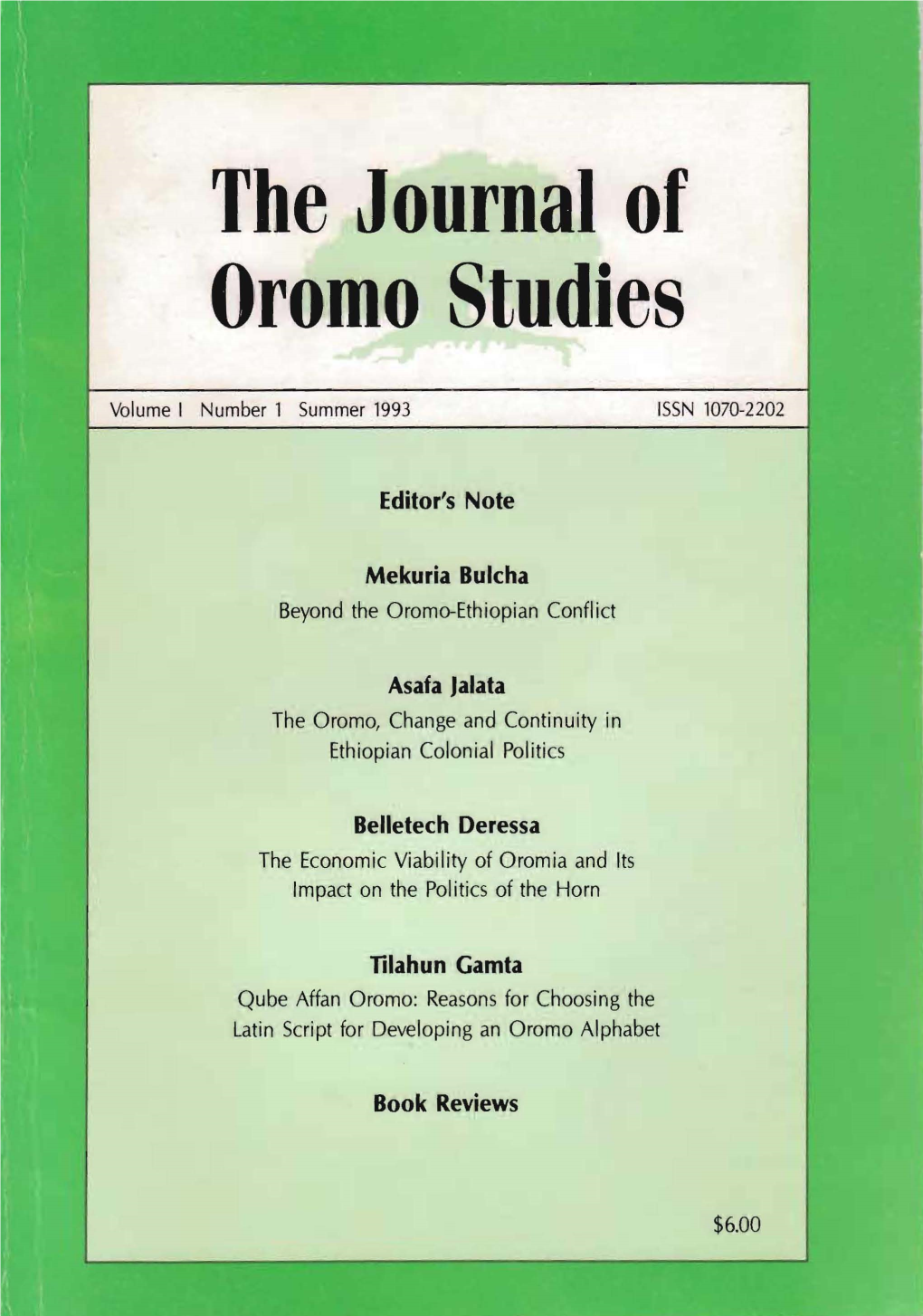 The Journal of Oromo Studies